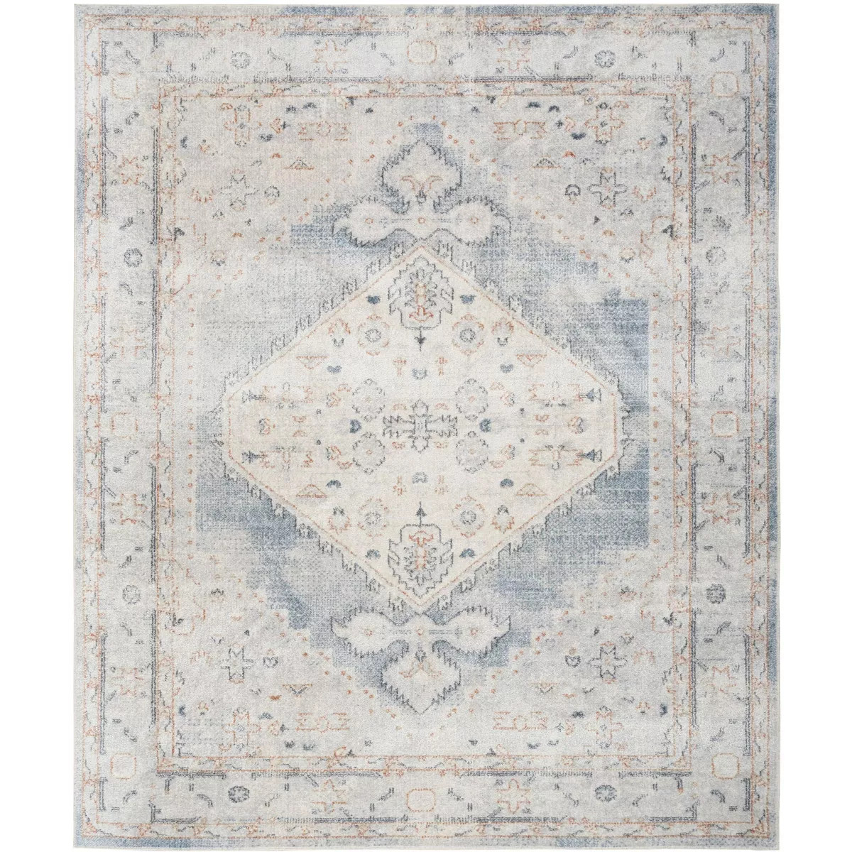 Nourison Astra Machine Washable 7'10" x 10' Light Blue Vintage Indoor Flatweave Rug | Target