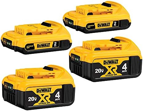 DEWALT 20V MAX Battery, Lithium Ion, 4-Ah & 2-Ah, 4-Pack (DCB3244) | Amazon (US)