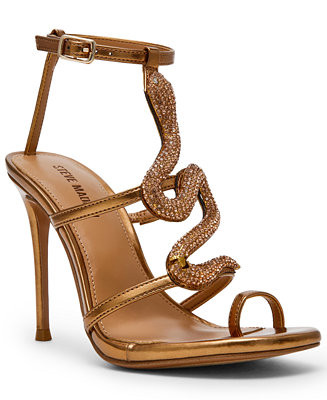 Women's Python Embellished T-Strap Stiletto Heel Dress Sandals | Macy's