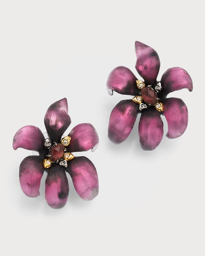 Alexis Bittar Burnt Fleur Small Flower Stud Earrings | Neiman Marcus