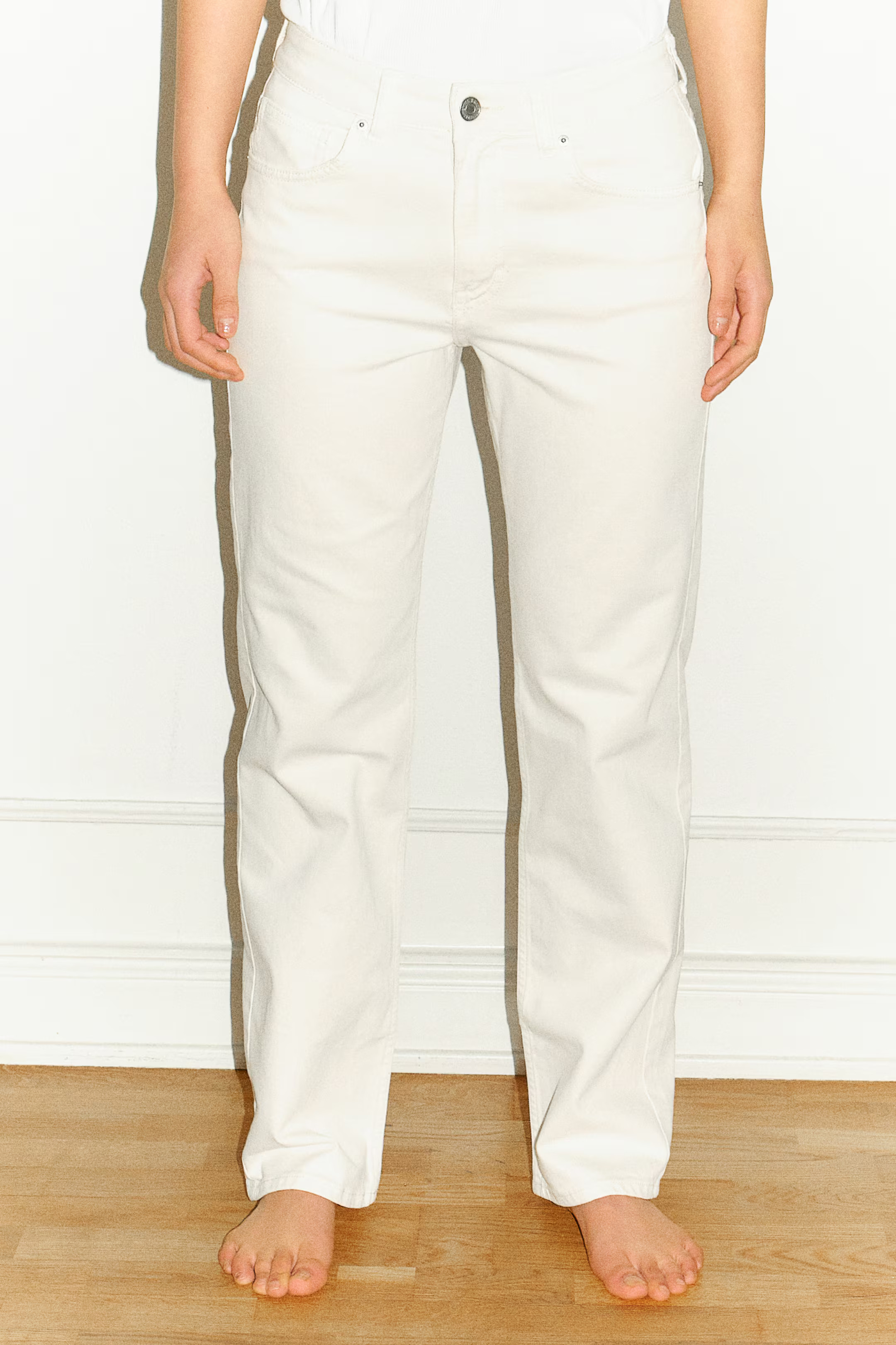 Slim High Jeans - High waist - Long - Cream - Ladies | H&M GB | H&M (UK, MY, IN, SG, PH, TW, HK)