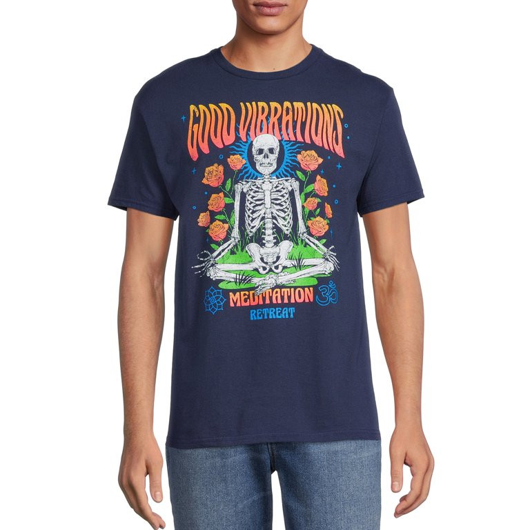 Humor Men's & Big Men's Good Vibrations Skeleton Graphic T-Shirt | Walmart (US)