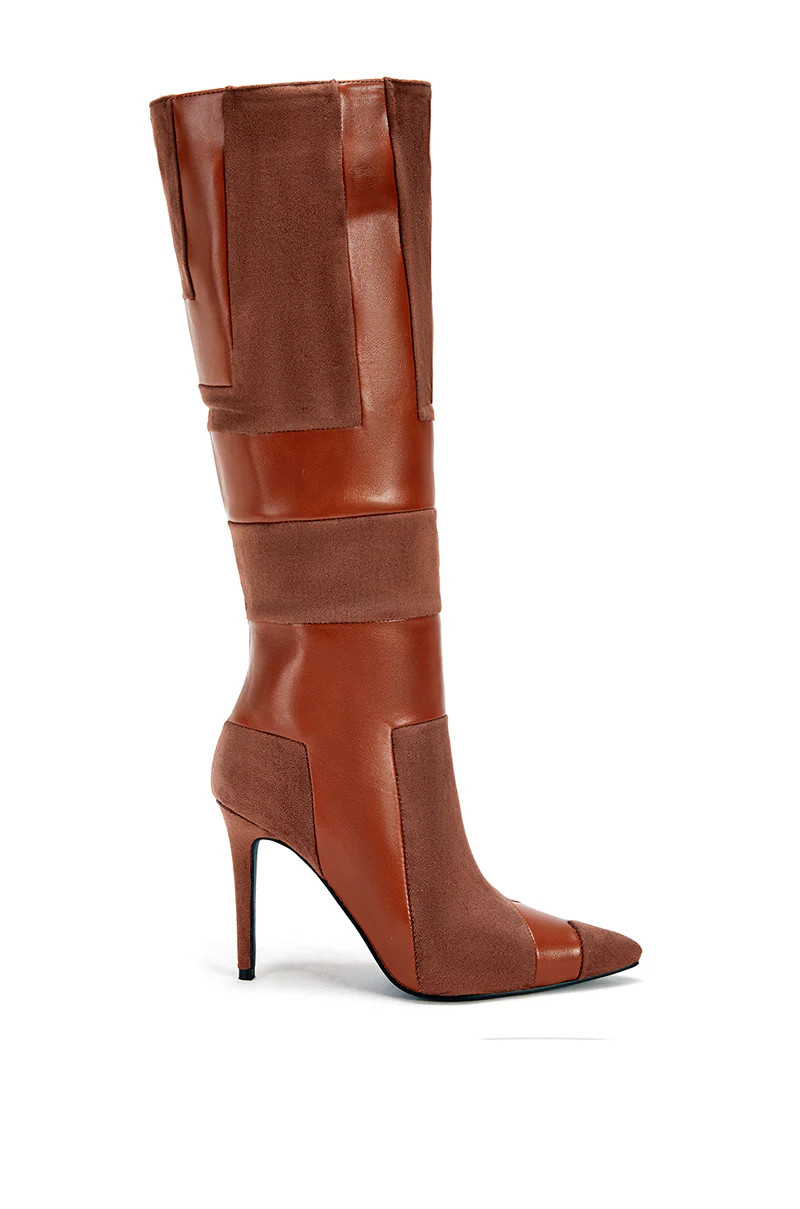 ESKO-BROWN PATCHWORK STILETTO BOOT | Azalea Wang