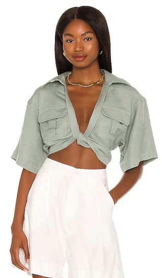 The Chrisa Crop Blouse in Sage Green | Revolve Clothing (Global)