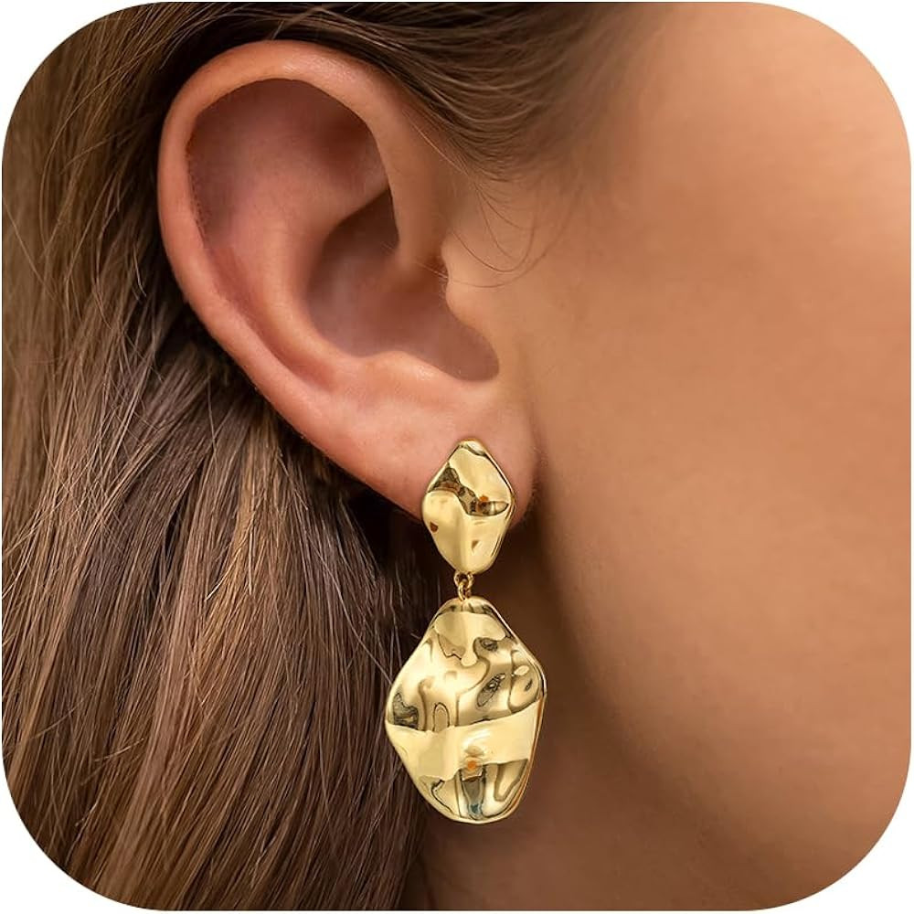 Chriscoco 925 Sterling Silver Earrings for Women 14K Gold Plated Earrings Dangle Drop Earrings Go... | Amazon (UK)