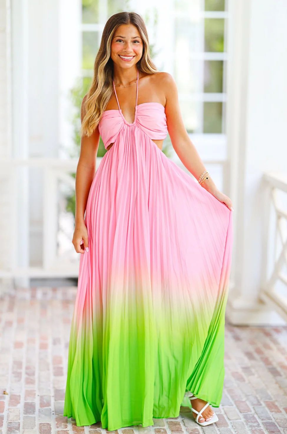 Mirror, Mirror Maxi Dress - Pink and Green | Hazel and Olive