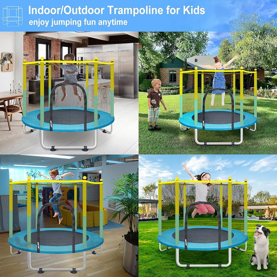 55" Small Trampoline for Kids with Net, 4.6FT Indoor Outdoor Toddler Trampoline with Safety Enclo... | Amazon (US)