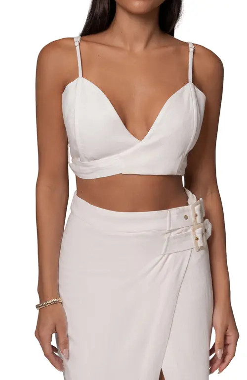 JLUXLABEL Sunrise Cotton & Linen Bustier Wrap Top in Ivory at Nordstrom, Size Medium | Nordstrom