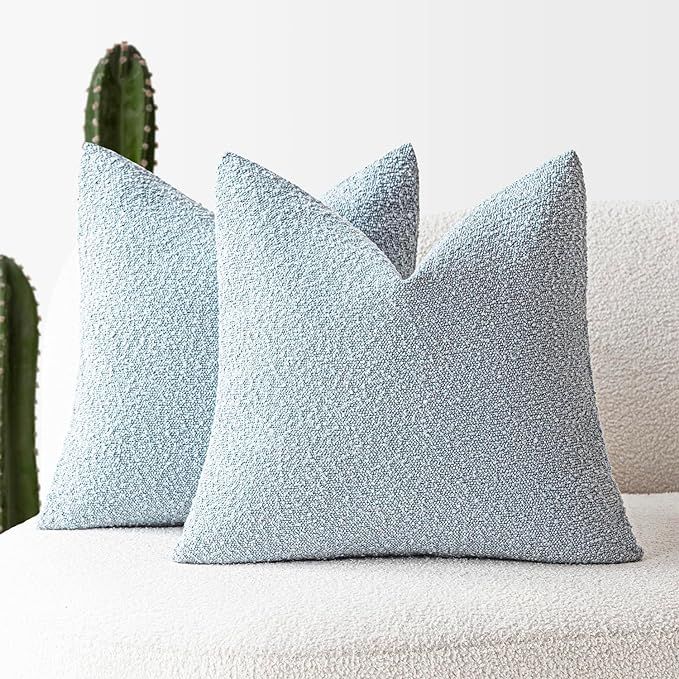 Foindtower Pack of 2 Modern Textured Boucle Throw Pillow Covers Accent Solid Decorative Pillow Ca... | Amazon (US)