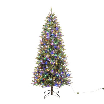 Holiday Living  7.5-ft Fraser Fir Pre-lit Slim Artificial Christmas Tree with LED Lights | Lowe's
