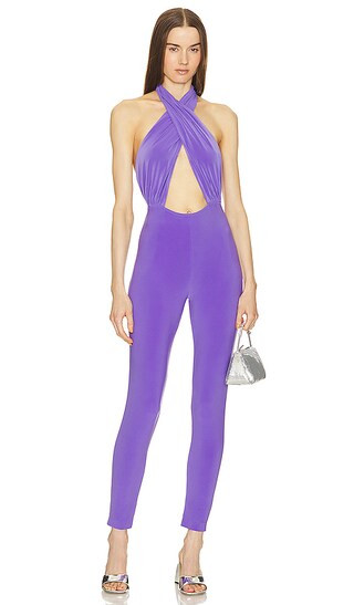 x REVOLVE Cross Halter Jumpsuit in Grape | Revolve Clothing (Global)