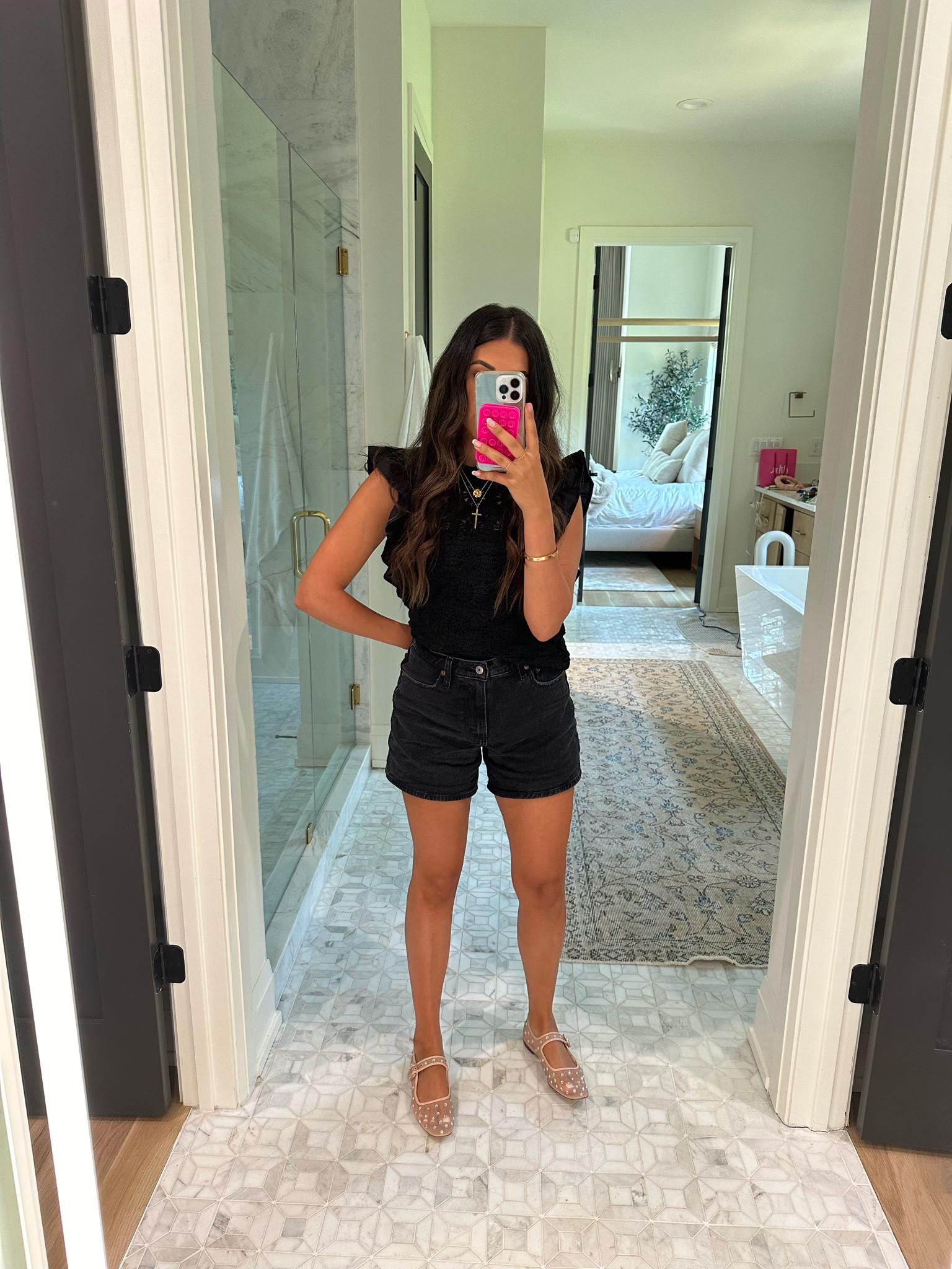 Top: small
Shorts: 28

Wore this to lunch, the lace and sleeve details are so cute. Just added denim shorts and still felt so dressed up.