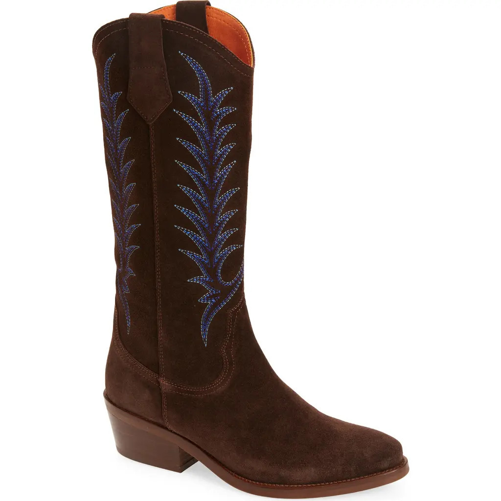 Penelope Chilvers Goldie Embroidered Cowboy Boot in Ebony at Nordstrom, Size 10Us | Nordstrom