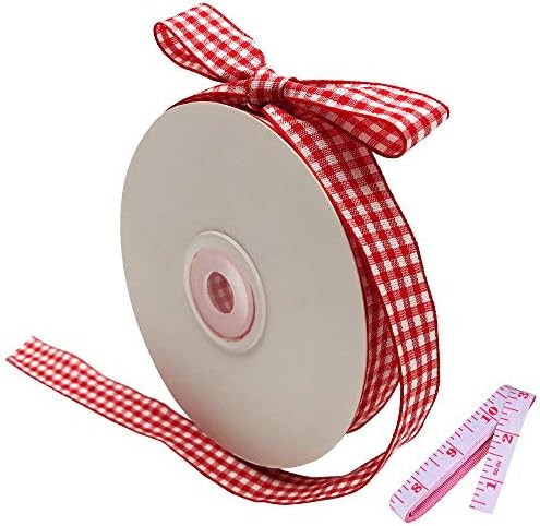 Red and White Gingham Ribbon, 5/8" x 25Yd Roll Picnic Craft Red Buffalo Ribbon for Crafts Hair Ac... | Amazon (US)