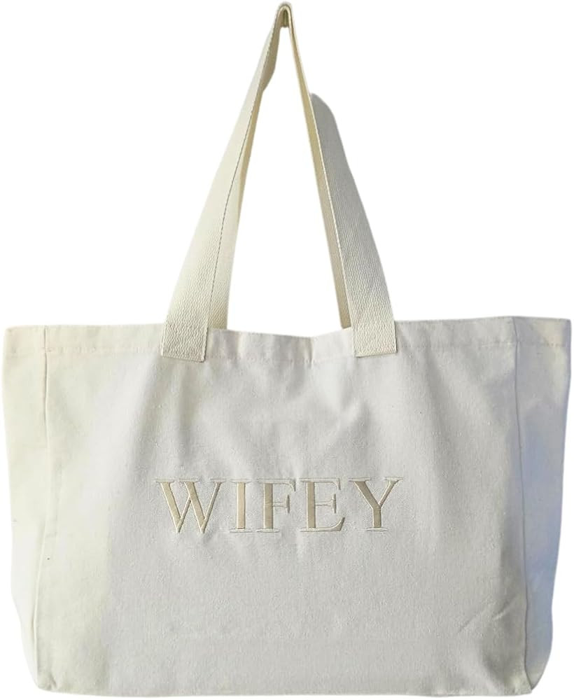 JRP. Bride, Wifey, Team Bride, Canvas Embroidered Large Shoulder Tote Bag - For Hen Party, Weddin... | Amazon (UK)
