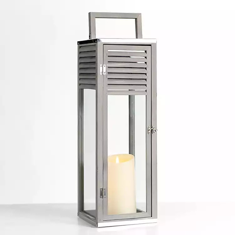 Gray Monterey Wood Shutter Lantern, 29 in. | Kirkland's Home
