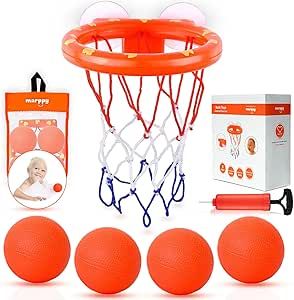 MARPPY Bath Toys, Bathtub Basketball Hoop for Toddlers Kids, Boys and Girls with 4 Soft Balls Set... | Amazon (US)