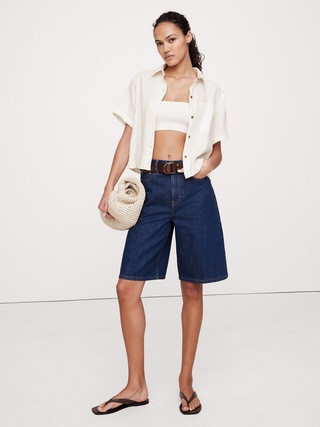 Boxy Linen Short-Sleeve Shirt | Banana Republic (US)