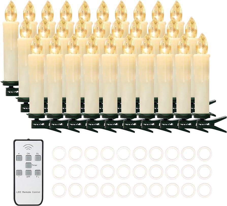 Daord 30 PCS Flameless LED Taper Candles Battery Operated Christmas Tree Candle Lights Electric F... | Amazon (US)