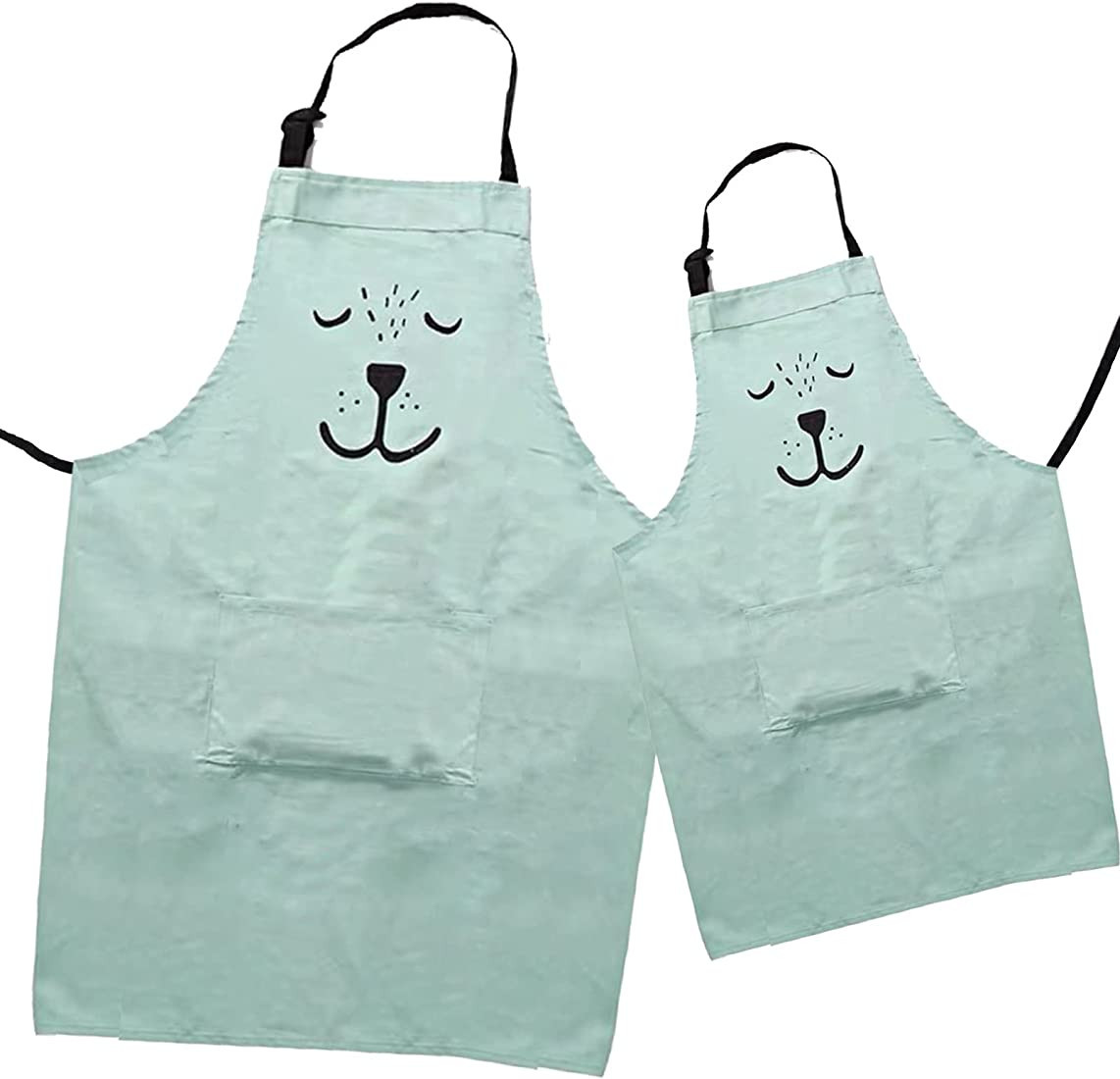 2 Pack Cotton Adjustable Parent and Child Apron with Pockets Mommy and Me Matching Set, Baking,Pa... | Amazon (US)