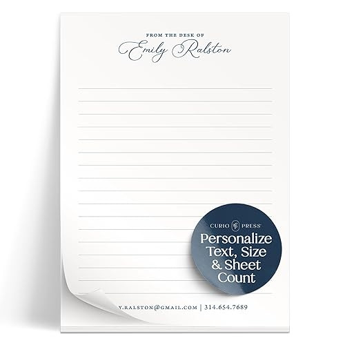 Personalized Notepads with Name, From the Desk Of & Contact Info w/Classic Script Font, Desk Note... | Amazon (US)