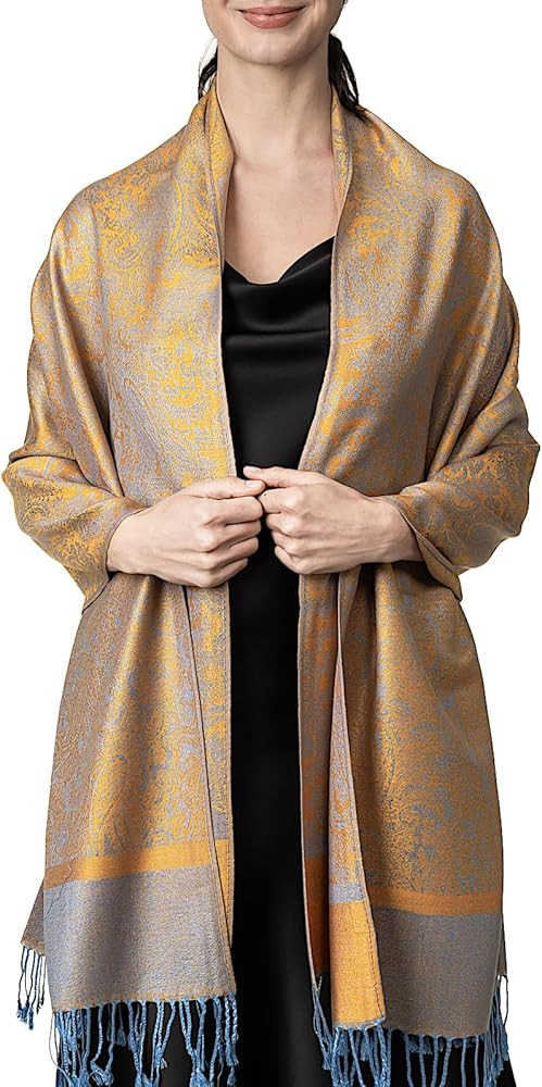 Achillea Two Tone Vintage Paisley Pashmina Scarf, Shawls and Wraps for Dresses, Lightweight Scarf... | Amazon (US)