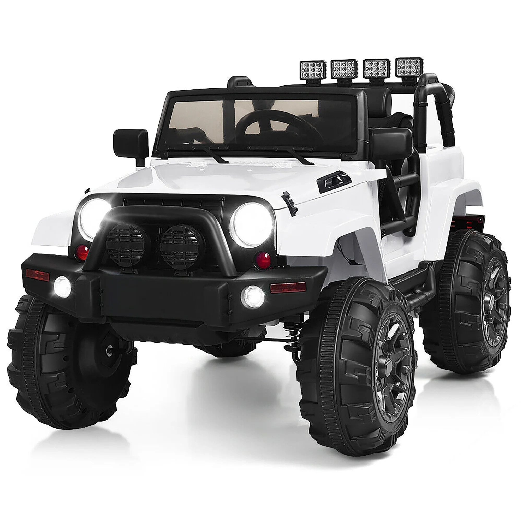 Costway 12V Kids Ride On Truck Car w/ Remote Control MP3 Music LED Lights White | Walmart (US)