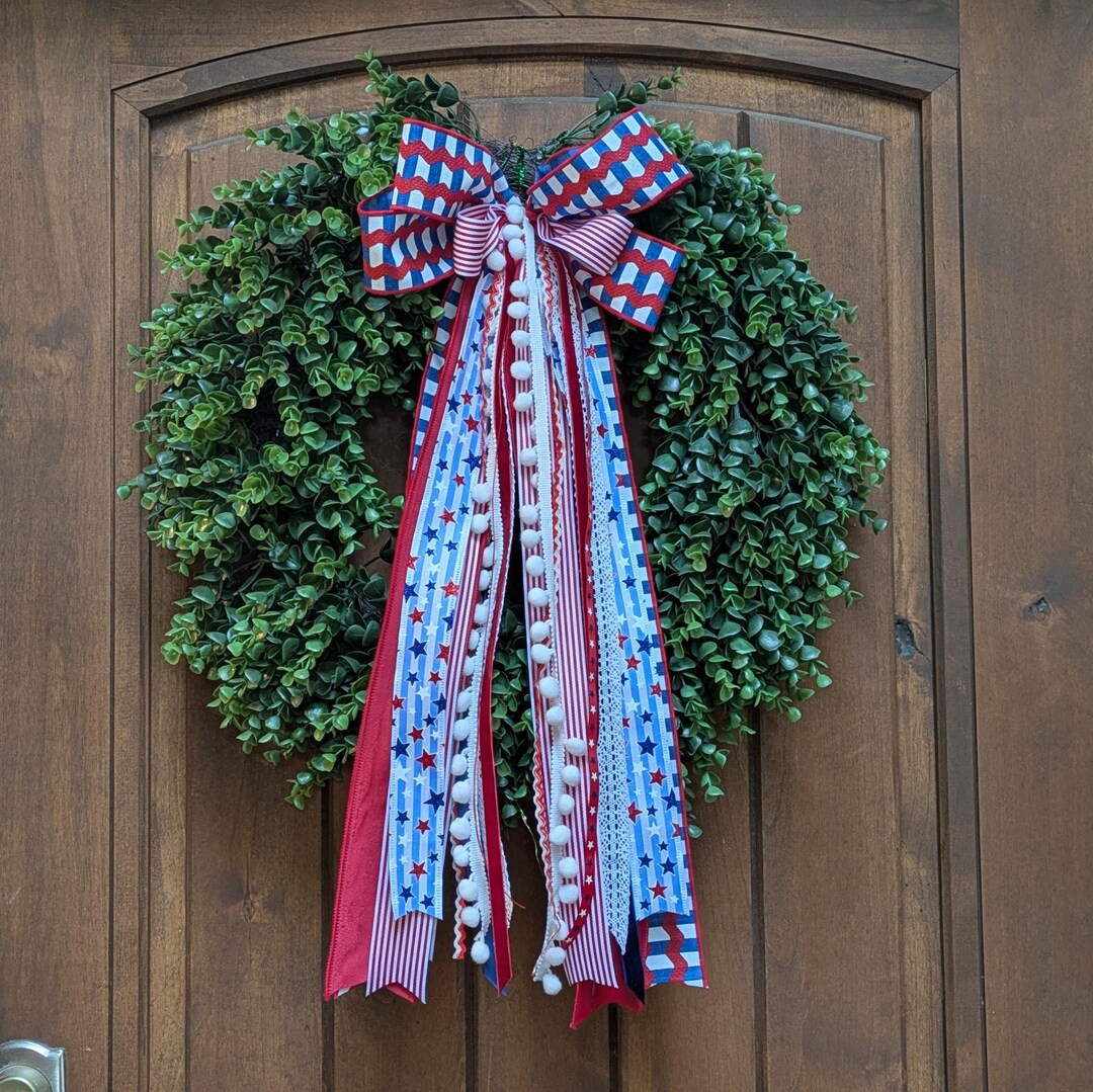 Stars & Stripes Patriotic Ribbon Bundle, Americana Wreath Decor, American Flag Bow - Etsy | Etsy (US)