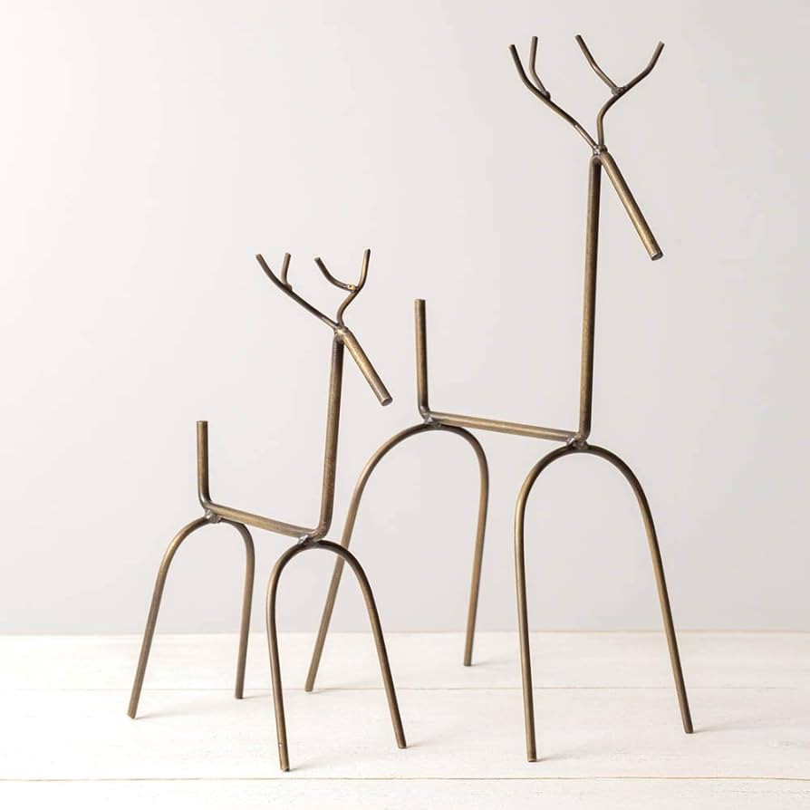 Set of Two Modern Reindeer - Antique Brass | Amazon (US)