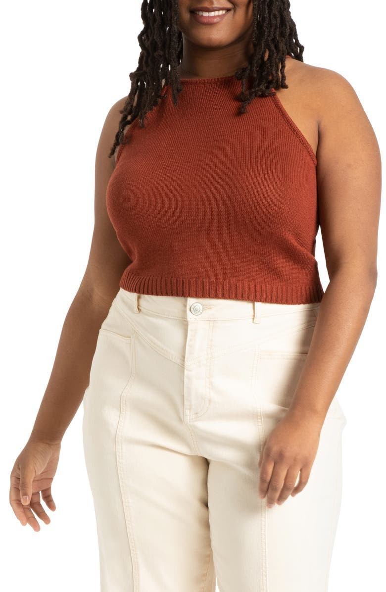 Halter Neck Crop SweaterELOQUII | Nordstrom