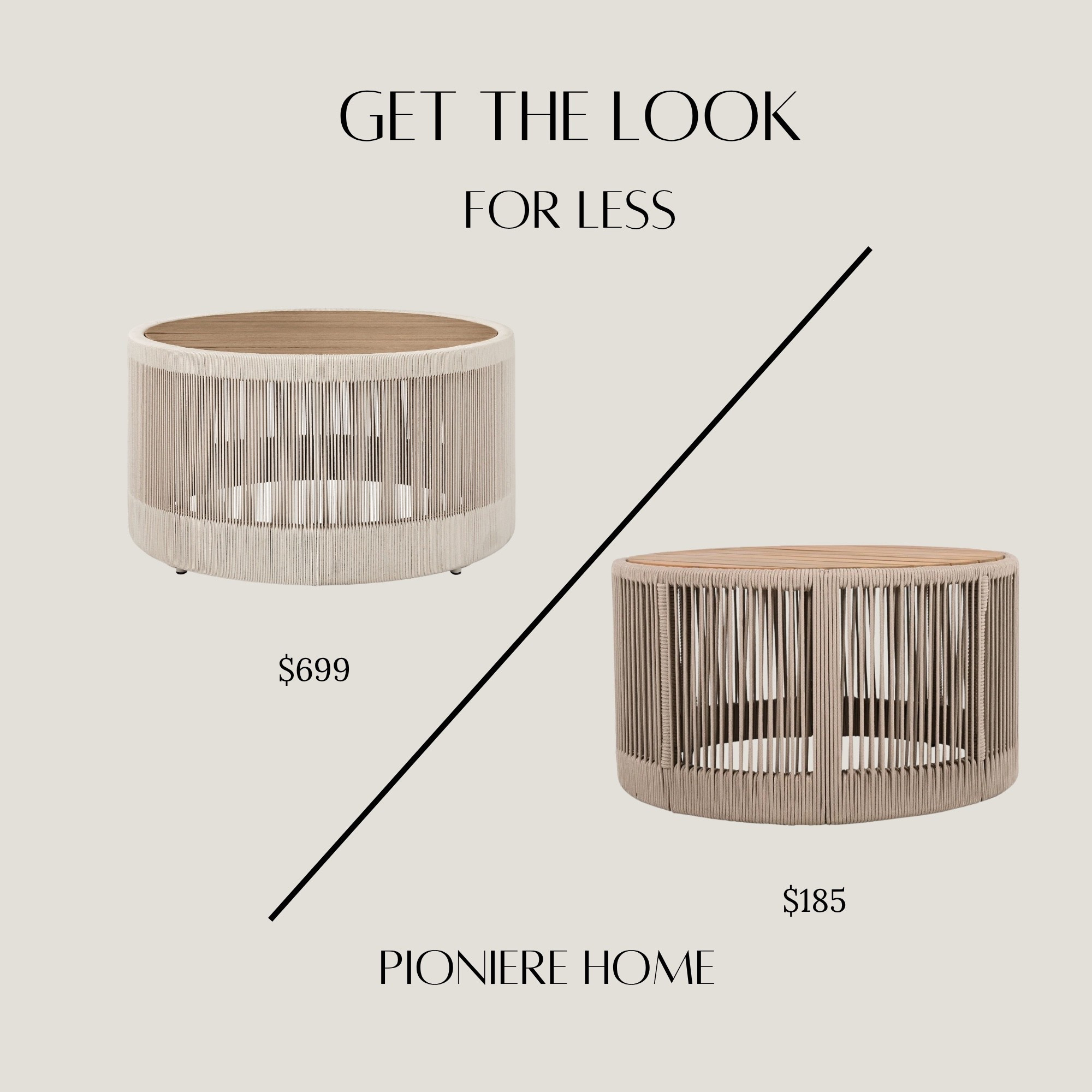 Get the look for less rope and wood outdoor coffee table. Woven coffee table with wood top. Designer look for less #furnituredupe

#LTKHome #LTKSeasonal #LTKSaleAlert