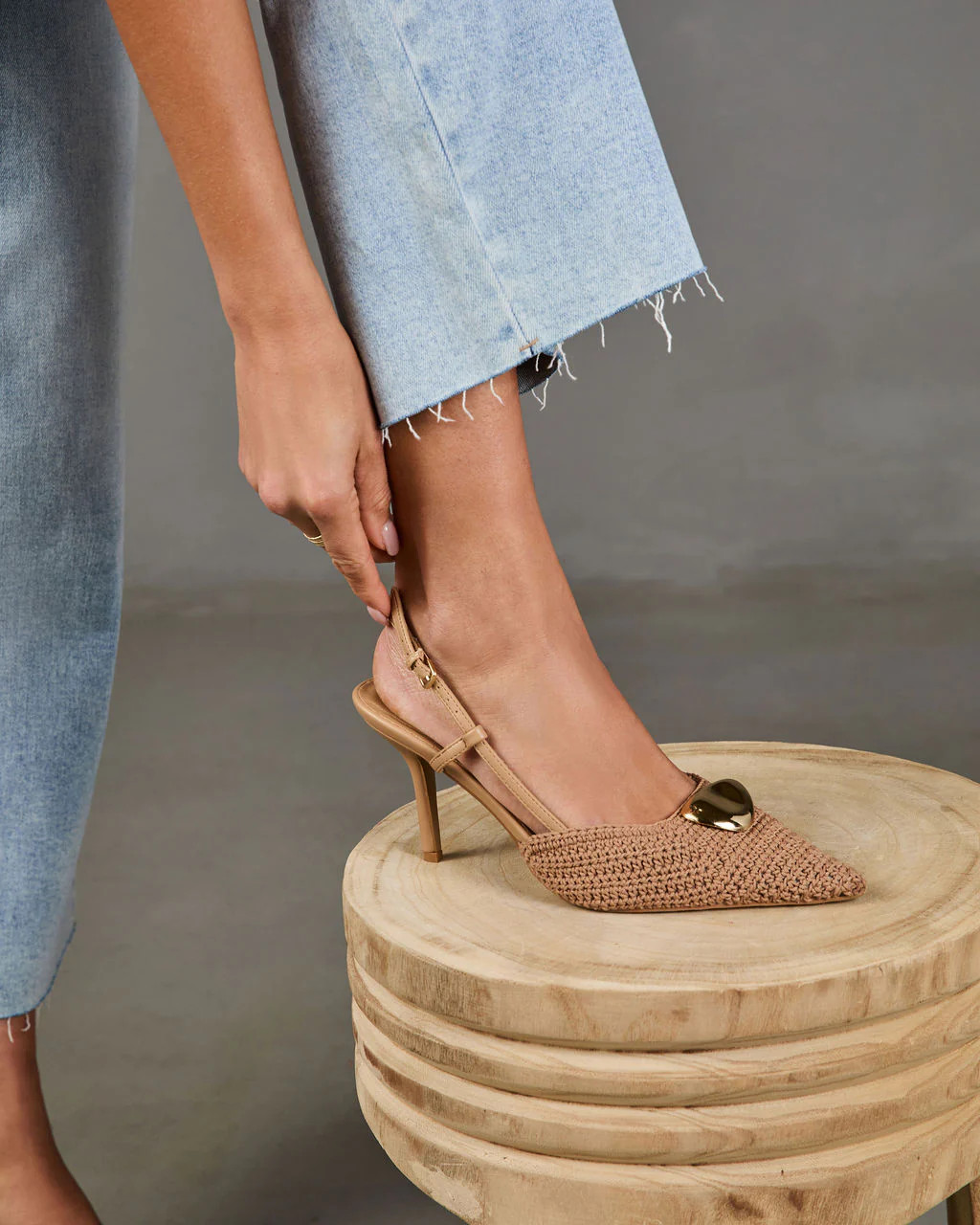 Mallik Crochet Slingback Heels | VICI