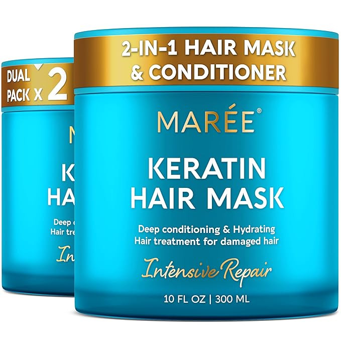 MAREE Deep Conditioning Hair Mask for Damaged Hair Treatment 2 PACK - Keratin Hair Care for Hydra... | Amazon (US)