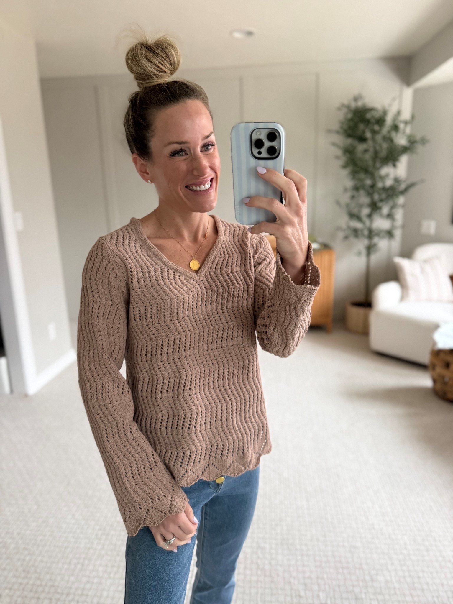The softest chenille sweater! 
Wearing XS. 

#LTKmomlife #LTKootd