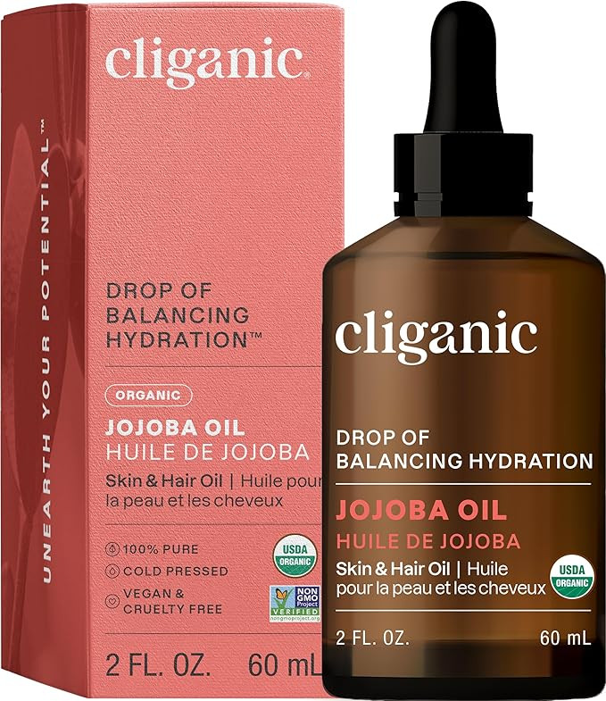 Cliganic Organic Jojoba Oil, 100% Pure (2oz) | Natural Cold Pressed Unrefined Hexane Free Oil for... | Amazon (US)