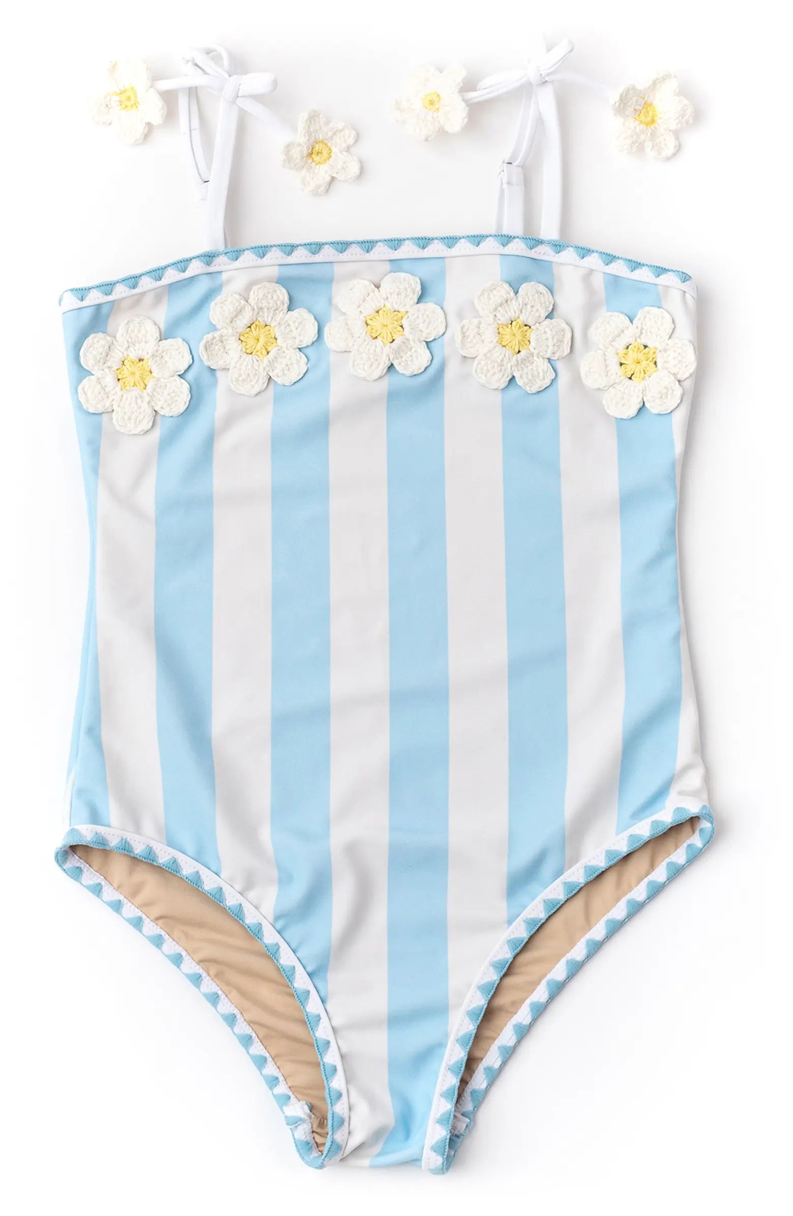 Shade Critters Kids' Cabana Daisy Stripe One-Piece Swimsuit | Nordstrom | Nordstrom
