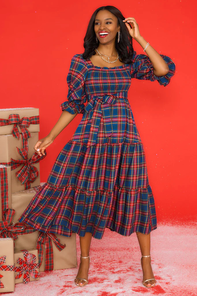 All Is Calm Blue Plaid Maxi Dress | Red Dress 