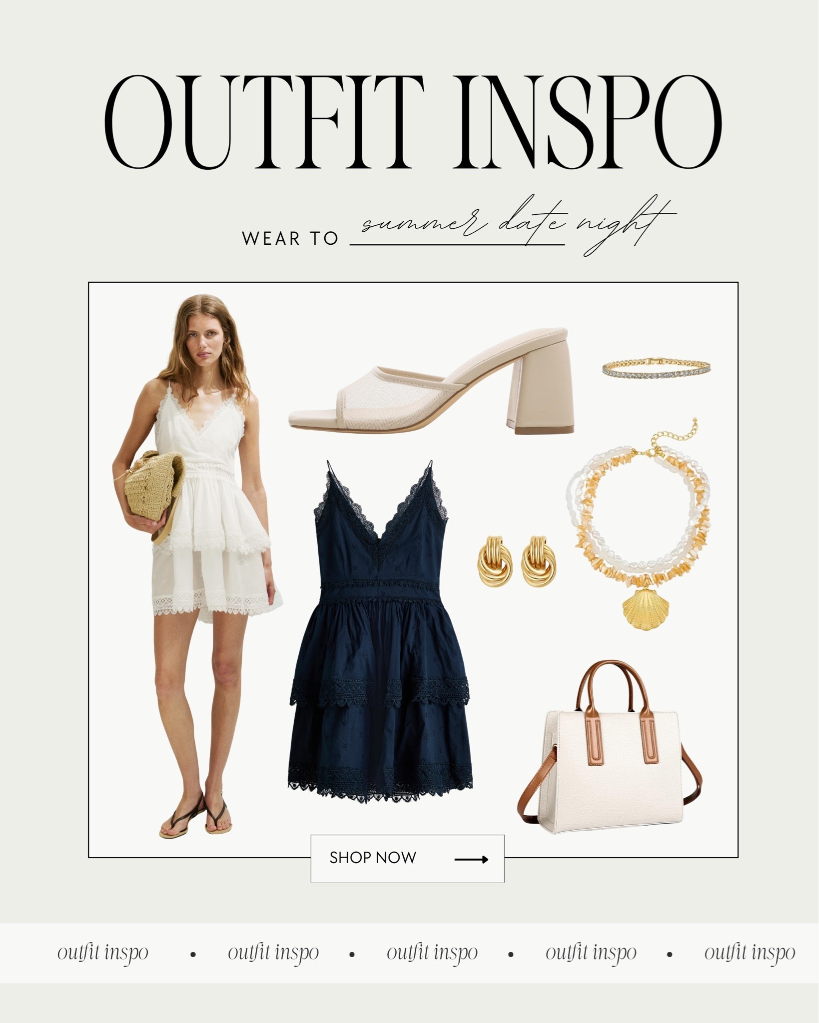 Date night // dress // summer // summer outfit // day to night outfit // accessories // cream // white // navy

#LTKootd #LTKSeasonal #LTKdayinmylife
