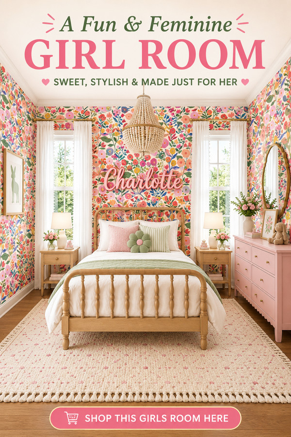 Looking for girls room ideas that are playful, colorful, and timeless