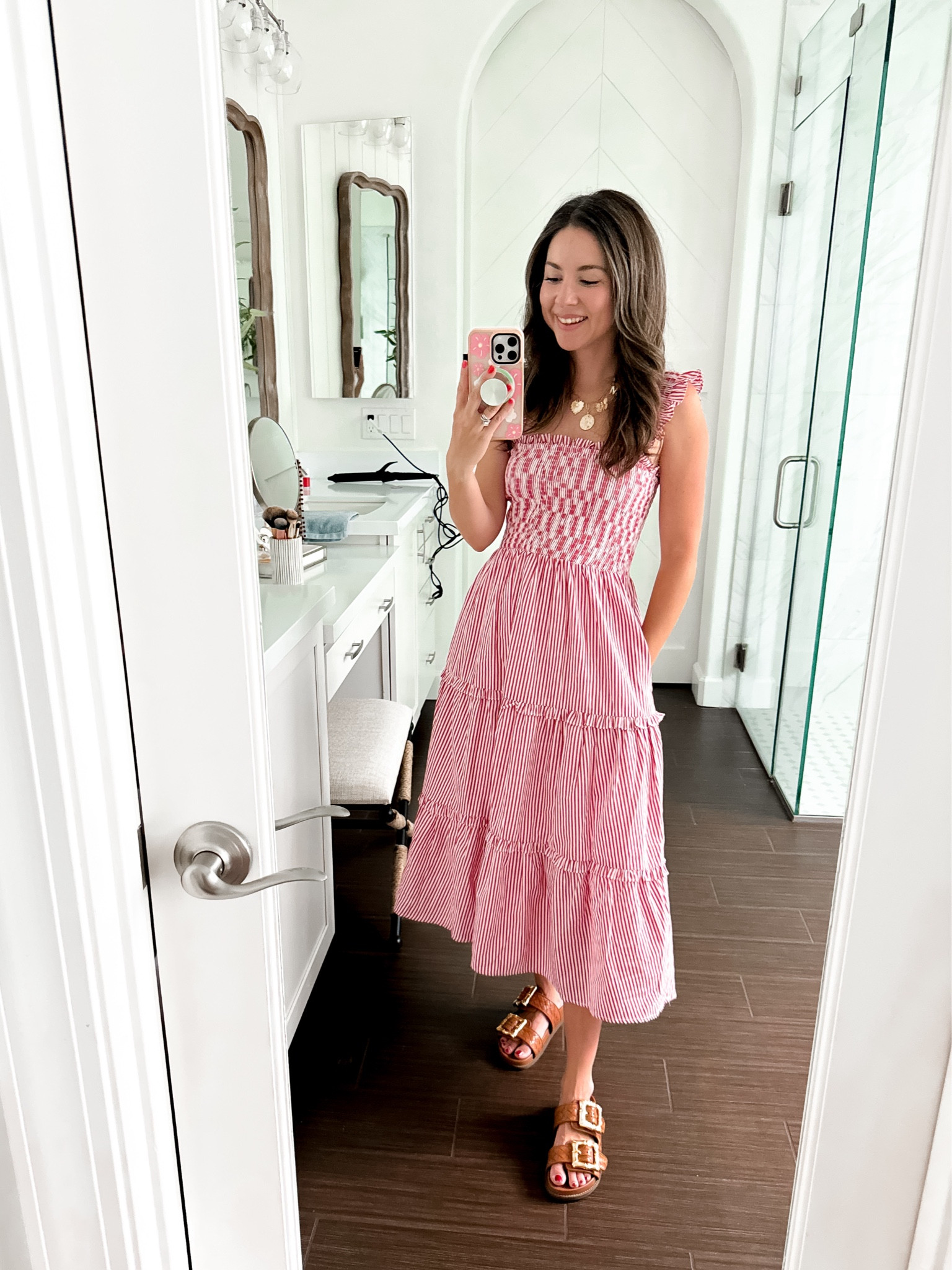 MONIC15 for 15% off 
Red dress for Fourth of July 
Necklace on my stories from pearlycollective
Sandals tts 

#LTKSaleAlert