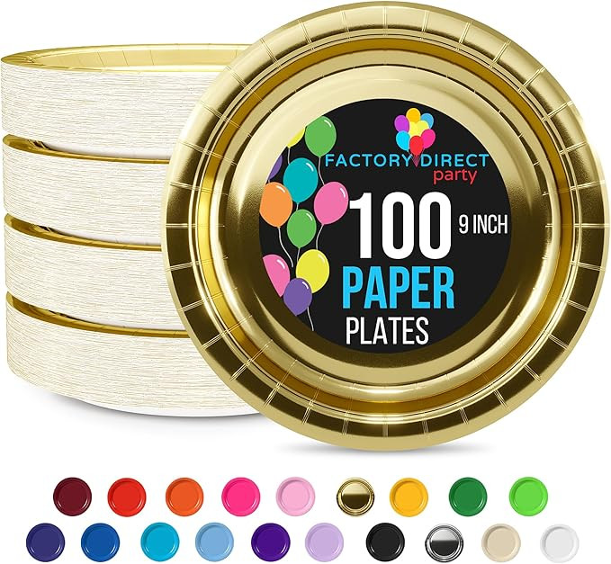 Exquisite Gold Paper Plates Disposable Heavy Duty 9 Inch Gold Disposable Plates For Party 100 Pcs... | Amazon (US)