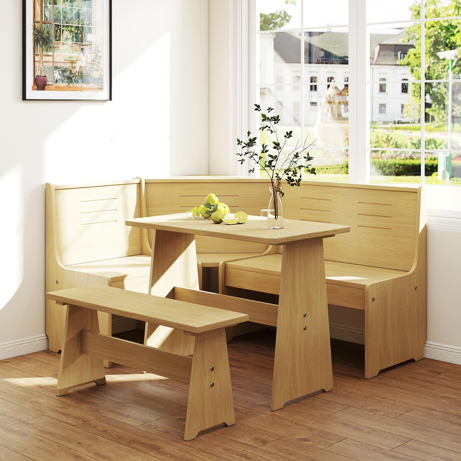 Breakfast Nook Corner Dining Table Kitchen Bench Chair Set, Space-Saving 3-5 People Seat Reversib... | Amazon (US)