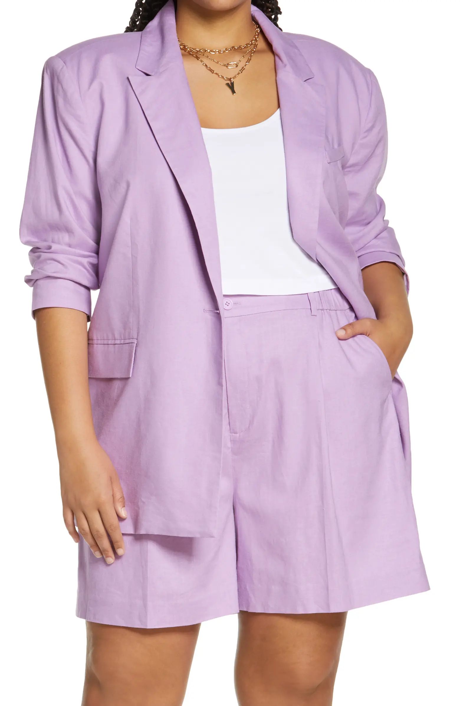 Open Edit Oversize Linen Blend Blazer | Nordstrom | Nordstrom