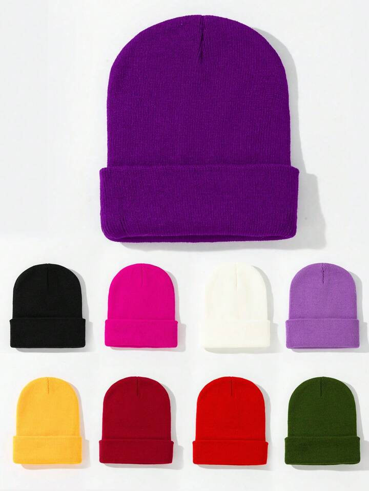 1pc Ladies' Solid Color Fashionable Simple Knit Hat, Beanies Hat Winter Fall | SHEIN