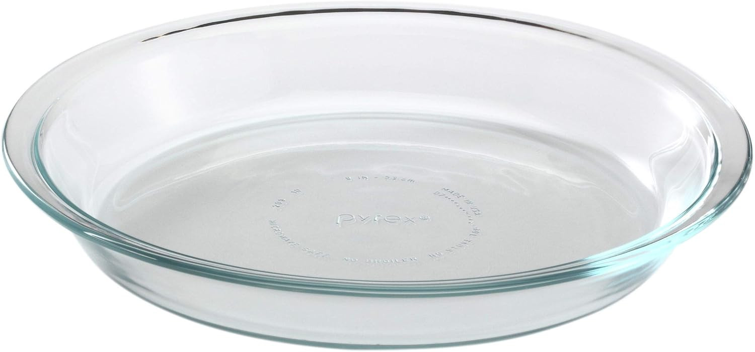 Pyrex Glass Bakeware Pie Plate 9" x 1.2" Pack of 2 - Clear - Original Genuine Pyrex - Made in the... | Amazon (US)