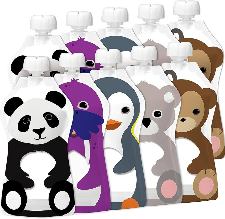 SQUOOSHI 10 Large 5 oz Pouches - Reusable Baby Food Pouches - Pouches Toddler - Refillable Squeez... | Amazon (US)