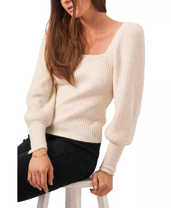 1.STATE Long Sleeve Square Neck Sparkle Sweater & Reviews - Sweaters - Women - Macy's | Macys (US)