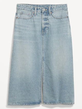 Extra High-Waisted Front-Slit Jean Midi Skirt for Women | Old Navy (US)