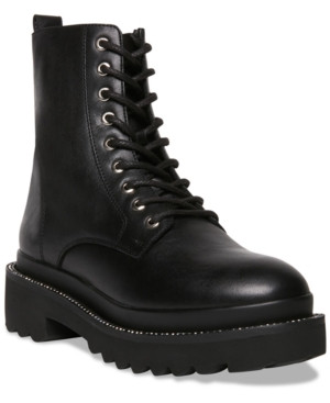 Steve Madden Women's Graham Rhinestone-Studded Lug Sole Combat Booties | Macys (US)