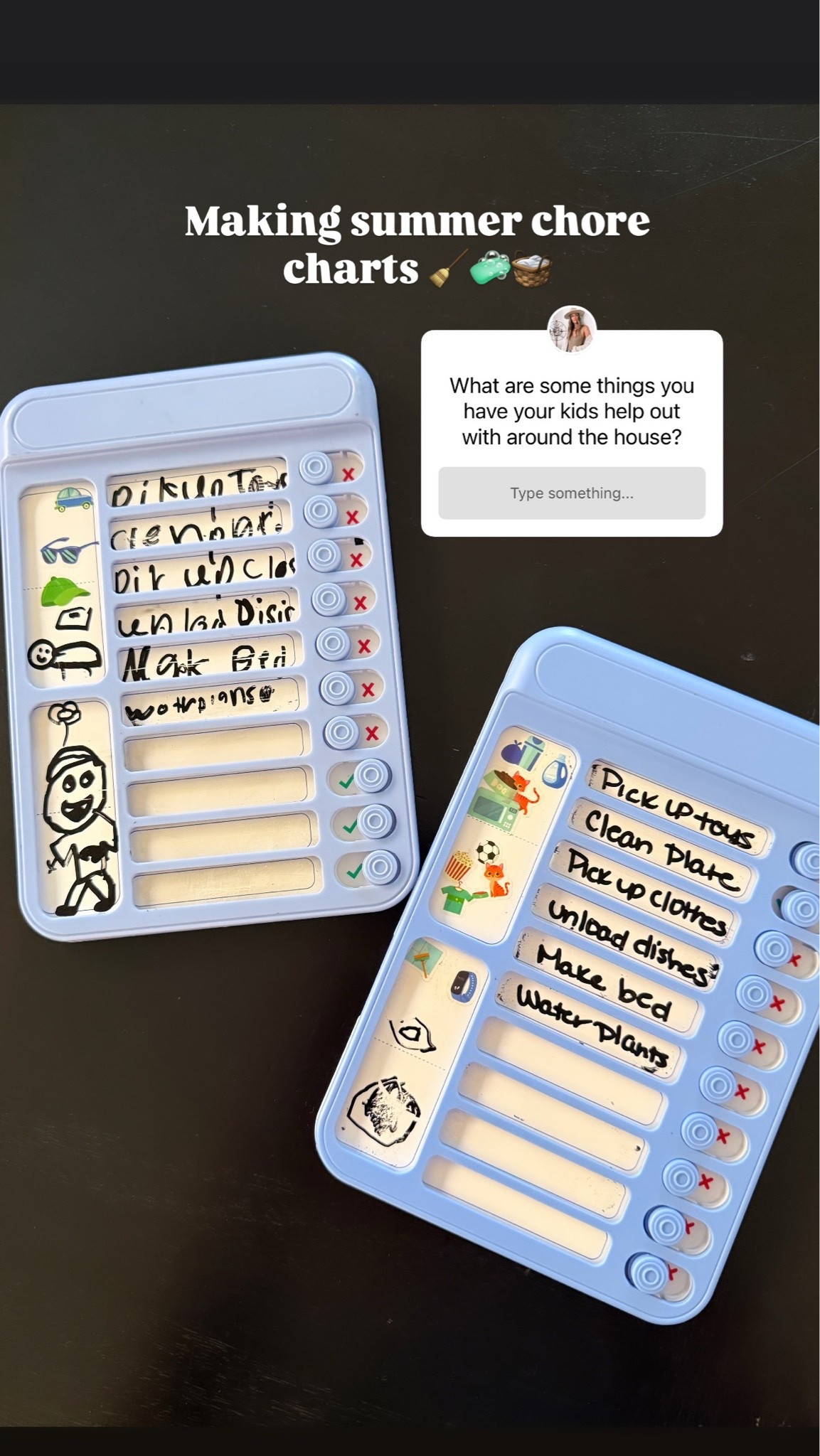 The cutest little chore charts I bought for the boys 🧼🧹🧺 They love the little switches that you move over when you finish each one. I figured summer would be a good time to get them helping and they’ve been loving it! What are some chores you give your kids? 

Amazon, kids chore chart, kids todo list, kids, kids checklist, chore chart for kids

#LTKmomlife #LTKKids #LTKdayinmylife